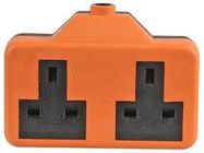 SOCKET, EXTENSION, 2WAY, RUBBER, ORANGE