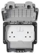 SWITCHED SOCKET, 2 GANG, 13A, GREY