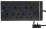 EXTENSION LEAD 6 GANG SURGE BLACK