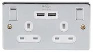 SWITCHED SOCKET, 2-GANG, 13A, 250V