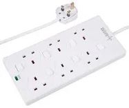 EXTENSION LEAD SURGE SWITCHED 6G WHT 5M