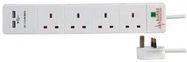 EXTENSION 4 GANG SURGE, 2 USB, WHITE 5M