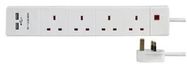 EXTENSION 4 GANG WITH 2 USB, WHITE 2M
