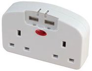 TRAVEL ADAPTER W/USB, 13A, 250V, WHITE