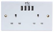 2-GANG UNSWITCHED SOCKET, 4 X USB, 4.8A