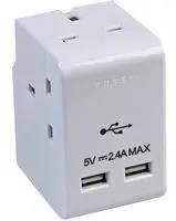 ADAPTOR 3 WAY FUSED WITH TWIN USB