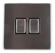 LIGHT SWITCH 2G 2W SS SCREWLESS