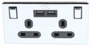 SWITCHED SKT 2G 2XUSB BLK NICKEL S-LESS