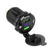 Montuojamas automobilinis įkroviklis 12-24V 2xUSB QC3.0 su įtampos indikacija