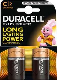 Алкалиновая батарейка R14 (C) 1,5V Duracell Plus Power (блистер 2шт)