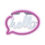 LED NEON dekoracija HELLO, rožinė-balta, 5V USB/3xAA