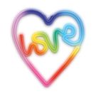 LED NEON dekoracija LOVE širdyje, RGB skaitmeninė - dinaminė spalva, su pulteliu