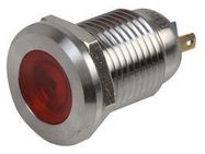 LED INDICATOR, 12MM FLAT RED 12V BR/ST