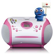 Boombox with CD player FM radio and stickers Pink