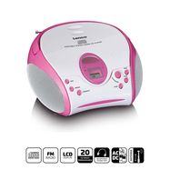 Boombox with CD player FM radio and stickers Pink