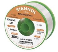 Проволочный припой Sn96,5 / Ag3 / Cu0,5 1,00мм 250гр с флюсом Stannol