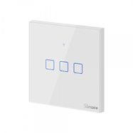 Išmanusis liečiamas sieninis jungiklis T0EU2C-TX, 3 kanalų, 480W/1 kanalui, 230VAC, valdomas liečiamu mygtuku, programėle, Wi-Fi, SONOFF
