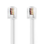 Telecom Cable | RJ11 Male | RJ11 Male | 2.00 m | Cable design: Flat | Plating: Gold Plated | Cable type: RJ11 | White | Label