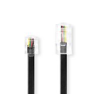 Telecom Extension Cable | RJ11 Male | RJ45 Male | 5.00 m | Cable design: Flat | Plating: Gold Plated | Cable type: RJ11 | Black | Label
