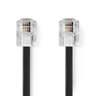 Telecom Cable | RJ11 Male | RJ11 Male | 10.0 m | Cable design: Flat | Plating: Gold Plated | Cable type: RJ11 | Black | Envelope