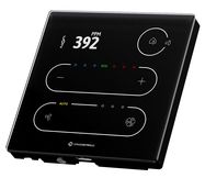 Lietimui jautri valdymo panelė su T  ir drėgmės jutikliais. Modbus RTU, BACnet MS/TP, 24 V AC/DC. TFT ekranas. Juoda.