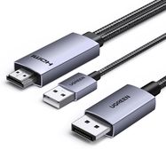 Kabelis HDMI į DisplayPort 4K 2m vienpusis 4K@60Hz/1080P @60Hz, reikalingas USB maitinimas HD169