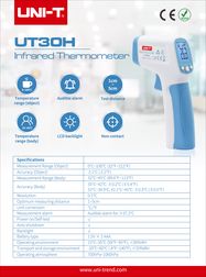 Bekontaktis termometras kūno temperatūrai matuoti 32.0°C~45°C UT30H