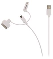 3-in-1 Sync and Charge Cable USB-A Male - Micro B Male 1.00 m White + 30-Pin Dock Adapter / Lightning Adapter