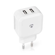 Wall Charger | 24 W | Quick charge feature | 2x 2.4 A | Number of outputs: 2 | 2x USB-A | No Cable Included | Single Voltage Output | White