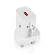 Wall Charger | 18 W | QC3.0 | Quick charge feature | 3.0 A | Number of outputs: 1 | USB-A | Automatic Voltage Selection | White