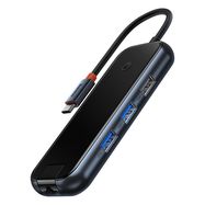 Jungčių stotelė / adapteris USB C kištukas - 2xUSB3.0, USB2.0, HDMI, USB C PD, RJ45 lizdai, pilkas BASEUS