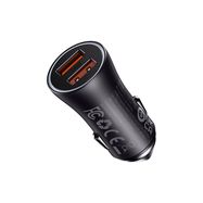 Automobilinis įkroviklis 60W 12-24V 2xUSB QC4+ SCP AFC, pilkas