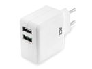 USB charger, 2 x USB-A, Quick Charge 3.0 function, 30W, 4A, white