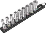 Belt B Deep 1 socket set, 3/8" drive, 1 x 8.0x64.0; 1 x 10.0x64.0; 1 x 12.0x64.0; 1 x 13.0x64.0; 1 x 15.0x64.0; 1 x 16.0x64.0; 1 x 17.0x64.0; 1 x 18.0x64.0; 1 x 19.0x64.0; 1 x 45.0x310.0; 1 x 200.0x30.0, Wera