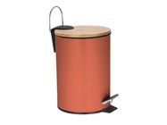 Pedal bin - 3 l - Terracotta metal - Bamboo lid