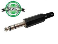 6.35mm MALE JACK CONNECTOR - PLASTIC BLACK STEREO