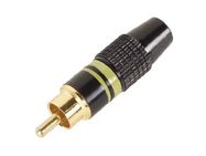 RCA PLUG MALE - GOLD TIP - BLACK HOUSING - YELLOW RING