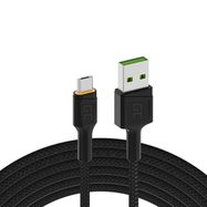 Green Cell Cable Ray USB Cable - USB-C 120cm with green LED backlight and support fast charging Ultra Charge, QC 3.0