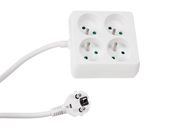 4-WAY SOCKET-OUTLET - SQUARE - 1.5 m CABLE - WHITE - FRENCH SOCKET