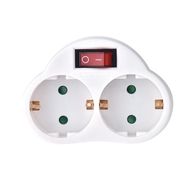 ADAPTOR WITH ON/OFF SWITCH - 2 SOCKETS - SCHUKO