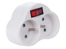 ADAPTOR WITH ON/OFF SWITCH - 2 SOCKETS - FRENCH SOCKET