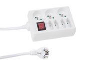 SOCKET OUTLET WITH 3 x SOCKET + 4 x EURO SOCKET AND SWITCH - 1.5 m CABLE - WHITE - FRENCH SOCKET