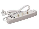 3-WAY SOCKET OUTLET WITH SWITCH - 2 USB PORTS - 1.5 m CABLE - GREY/WHITE - SCHUKO