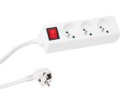 3-WAY SOCKET-OUTLET WITH SWITCH - 1.5 m CABLE - FRENCH SOCKET