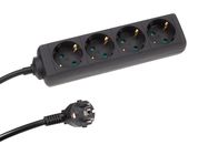 4-WAY SOCKET-OUTLET - 1.5 m CABLE - BLACK - SCHUKO