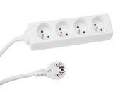 4-WAY SOCKET-OUTLET - 1.5 m CABLE - WHITE - FRENCH SOCKET