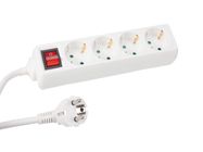 4-WAY SOCKET-OUTLET WITH SWITCH - 3 m CABLE - WHITE - SCHUKO