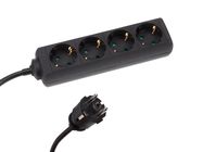 4-WAY SOCKET-OUTLET WITH SHRINK TUBE - 3G1.5 - 5 m CABLE - BLACK - SCHUKO