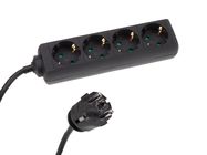 4-WAY SOCKET-OUTLET WITH SHRINK TUBE - 3G1.5 - 1.5 m CABLE - BLACK - SCHUKO