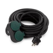OUTDOOR EXTENSION CORD WITH 2 OUTLETS - 10 m - BLACK - 3G2.5 - SCHUKO